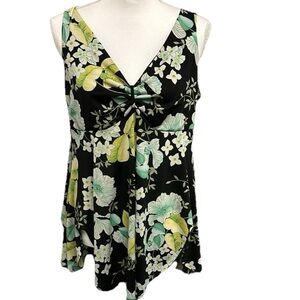 Y2K Vintage Dressbarn Baby Doll Floral Sleeveless Blouse Flowy Size Large